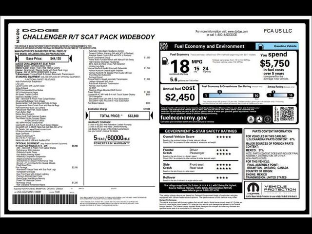 2022 Dodge Challenger R/T Scat Pack Widebody