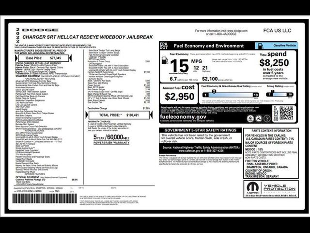 2022 Dodge Charger SRT Hellcat Redeye Widebody Jailbreak