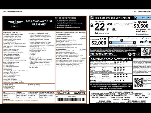 2022 Genesis GV80 Base