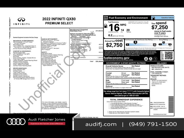2022 INFINITI QX80 Premium Select