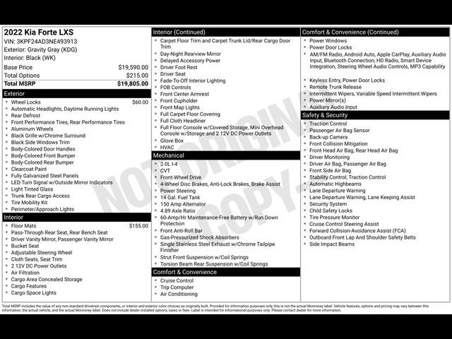 2022 Kia Forte LXS