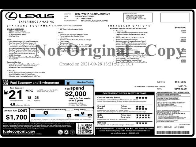 2022 Lexus RX 350L