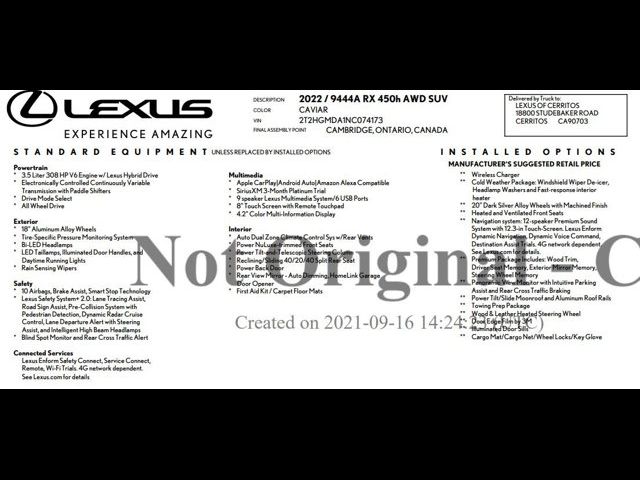 2022 Lexus RX 450h