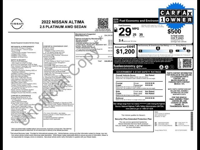 2022 Nissan Altima 2.5 Platinum