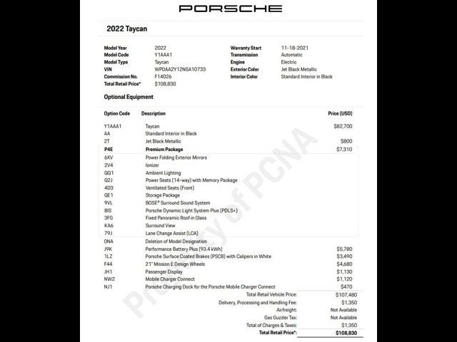 2022 Porsche Taycan Base