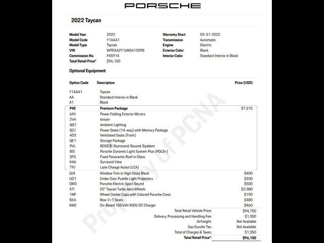 2022 Porsche Taycan Base