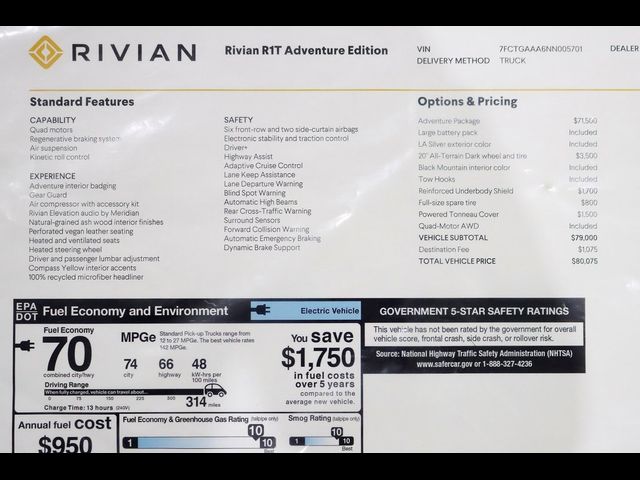 2022 Rivian R1T Adventure Package