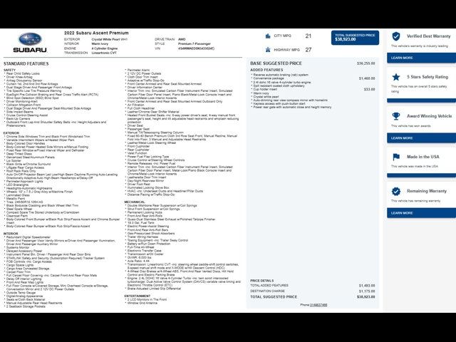 2022 Subaru Ascent Premium