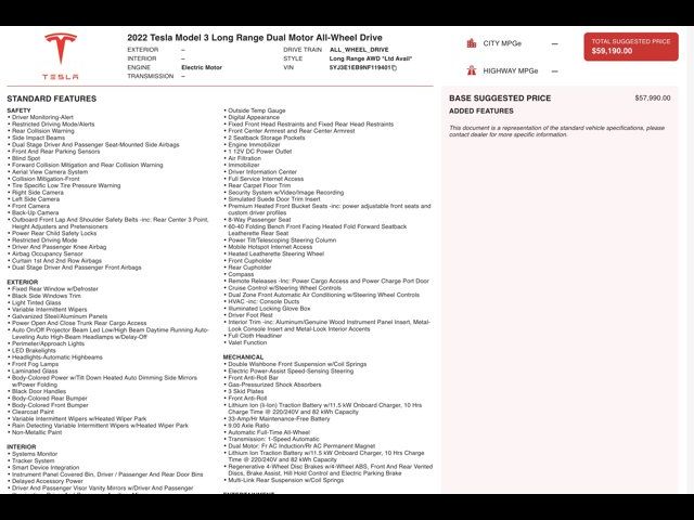 2022 Tesla Model 3 Long Range