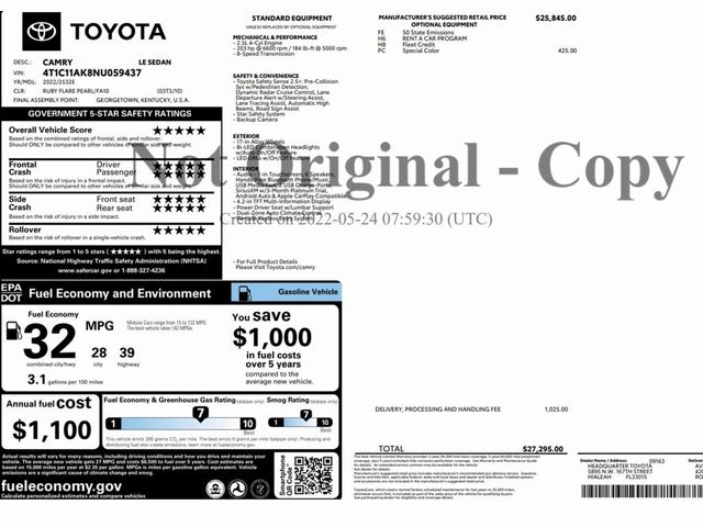 2022 Toyota Camry LE