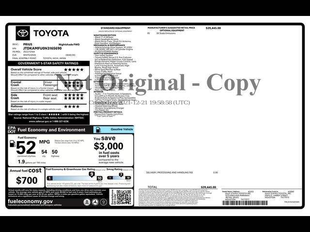 2022 Toyota Prius Nightshade