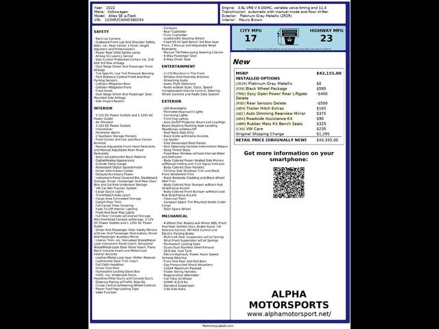 2022 Volkswagen Atlas 3.6L V6 SE Technology