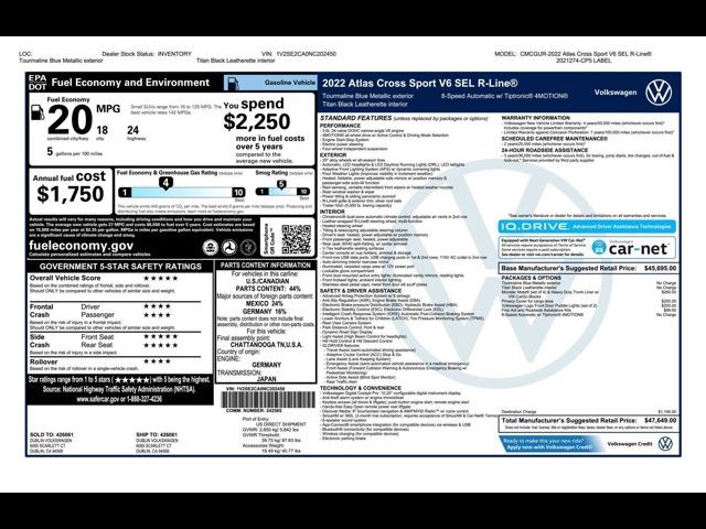 2022 Volkswagen Atlas Cross Sport 3.6L V6 SEL R-Line