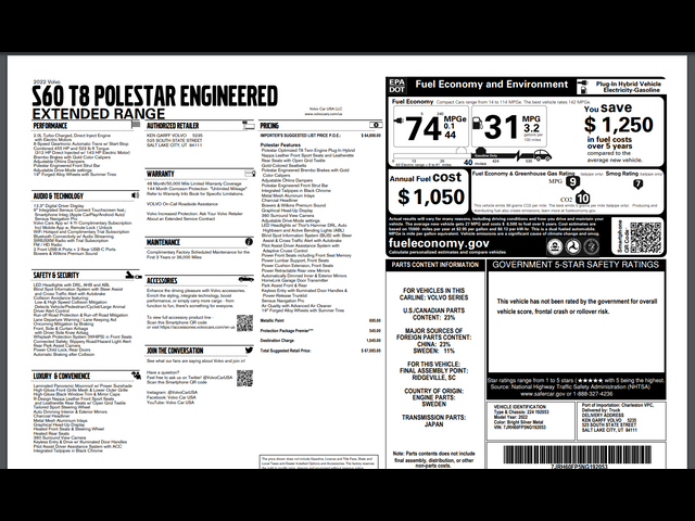 2022 Volvo S60 Recharge Plug-In Hybrid Polestar Engineered