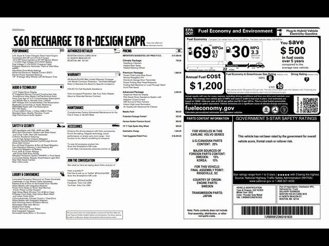 2022 Volvo S60 Recharge Plug-In Hybrid R-Design Expression