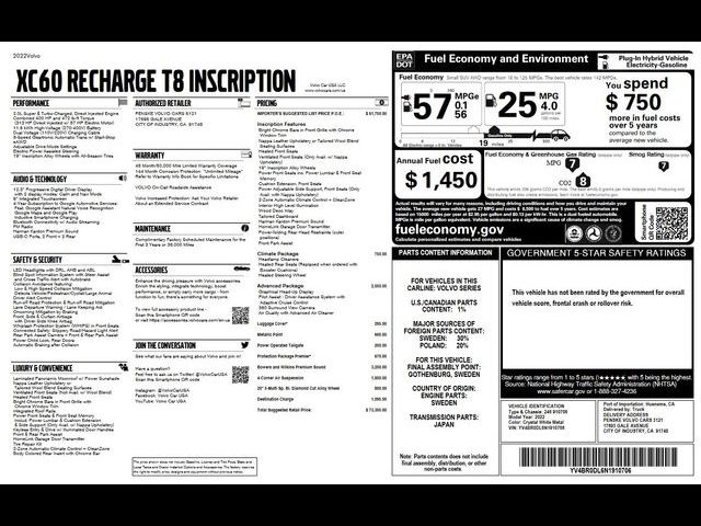 2022 Volvo XC60 Recharge Plug-In Hybrid Inscription