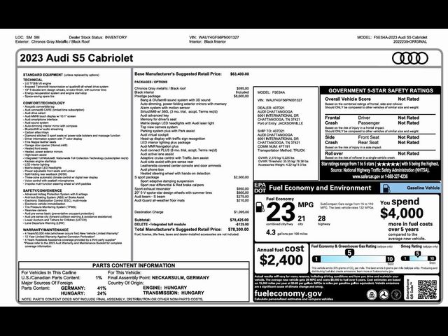 2023 Audi S5 Cabriolet Prestige