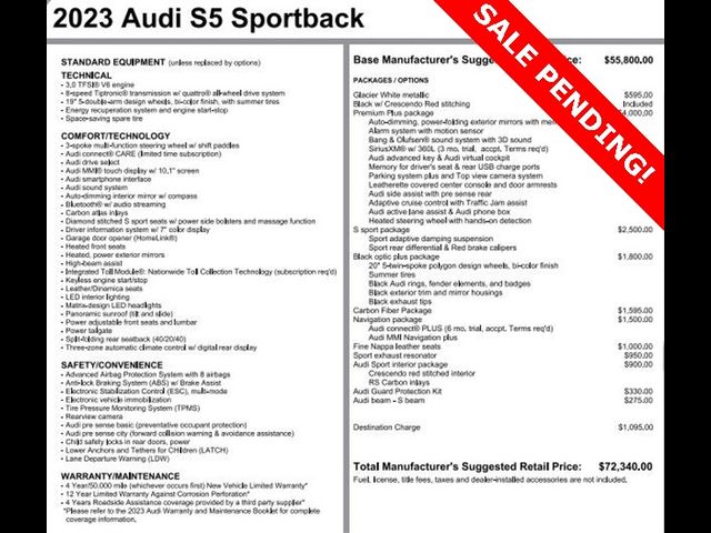 2023 Audi S5 Sportback Premium Plus