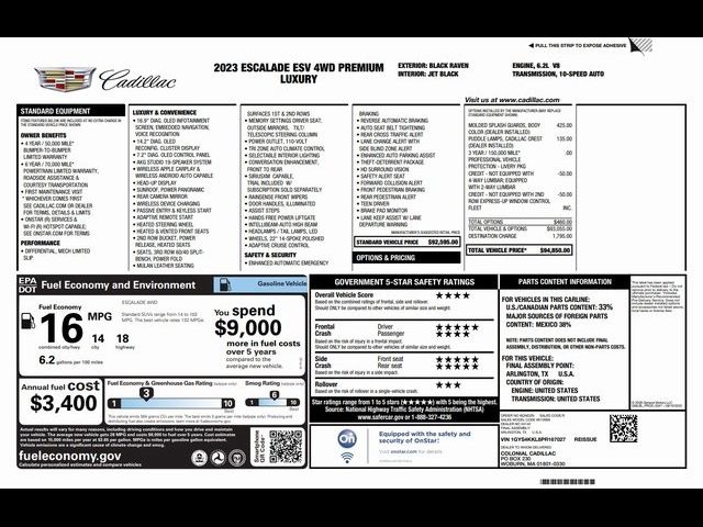2023 Cadillac Escalade ESV 4WD Premium Luxury