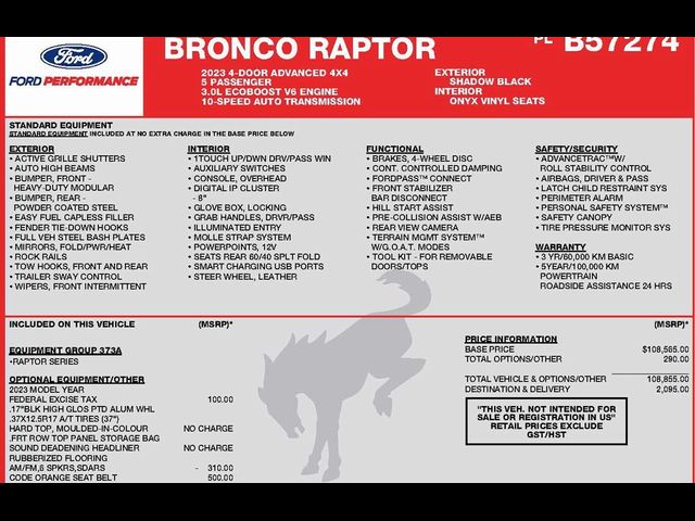 2023 Ford Bronco Raptor