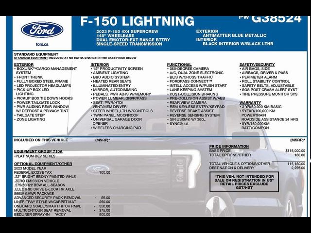 2023 Ford F-150 Lightning Platinum