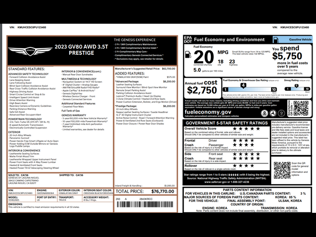 2023 Genesis GV80 Base