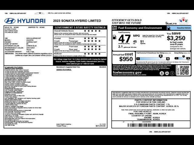 2023 Hyundai Sonata Hybrid Limited