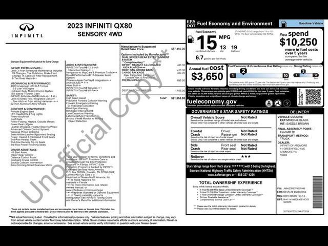 2023 INFINITI QX80 Sensory