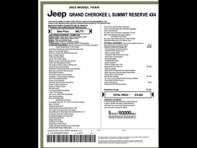 2023 Jeep Grand Cherokee L Summit Reserve