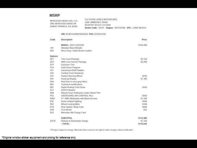 2023 Mercedes-Benz EQS 450+