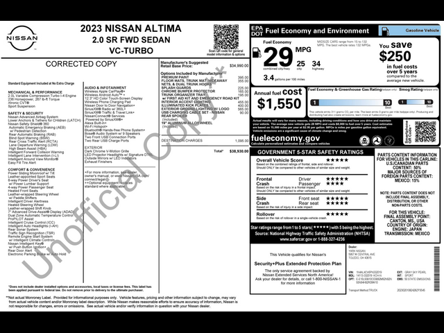 2023 Nissan Altima 2.0 SR