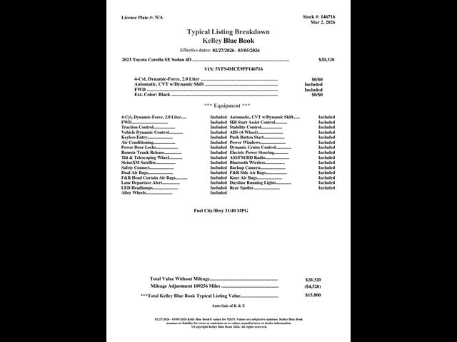 2023 Toyota Corolla SE