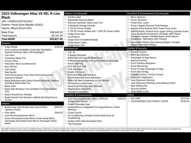 2023 Volkswagen Atlas 3.6L V6 SEL R-Line Black