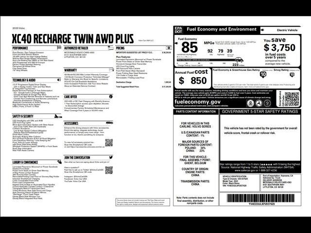 2023 Volvo XC40 Recharge Pure Electric Plus