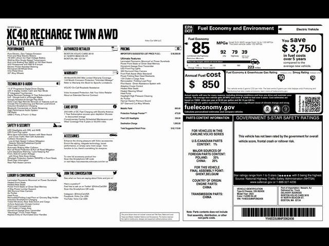 2023 Volvo XC40 Recharge Pure Electric Ultimate