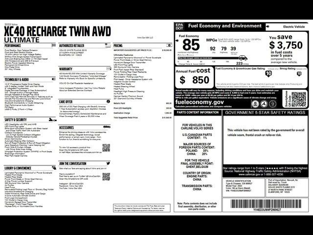 2023 Volvo XC40 Recharge Pure Electric Ultimate