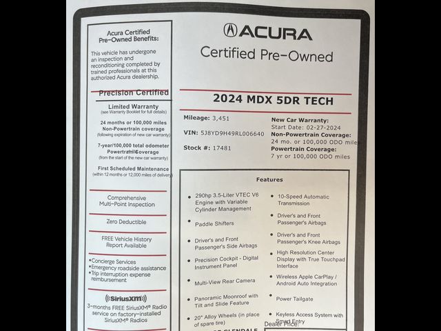 2024 Acura MDX Technology