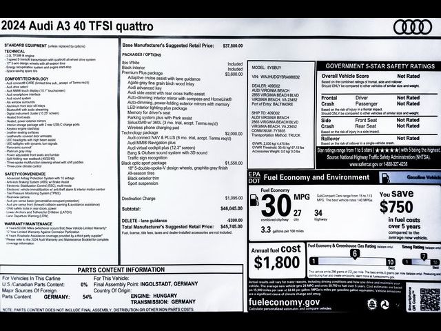 2024 Audi A3 Premium Plus