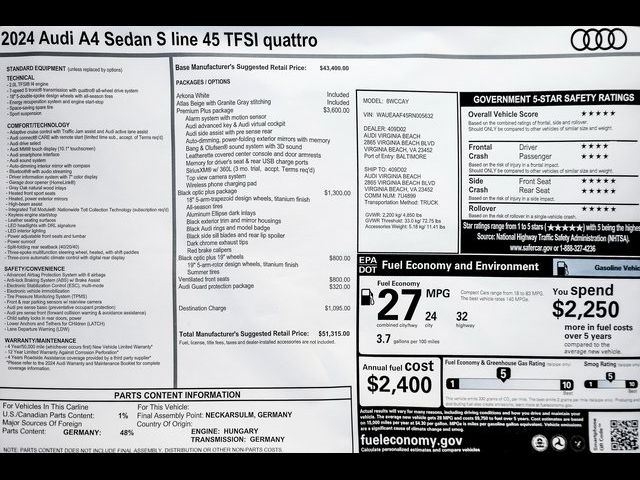 2024 Audi A4 S Line Premium Plus