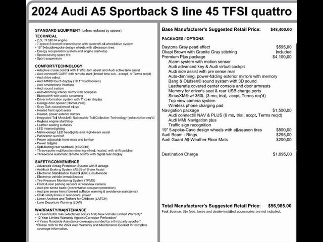 2024 Audi A5 Sportback S Line Premium Plus