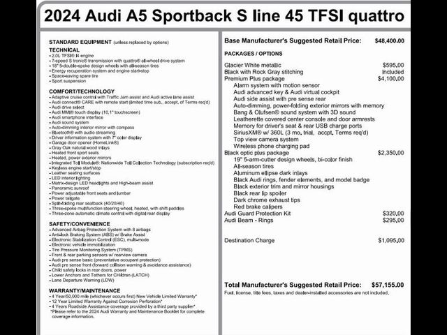 2024 Audi A5 Sportback S Line Premium Plus