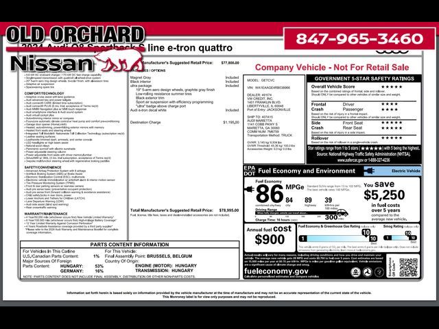 2024 Audi Q8 e-tron Sportback S line Premium