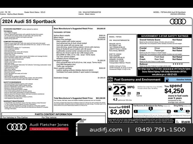 2024 Audi S5 Sportback Premium Plus