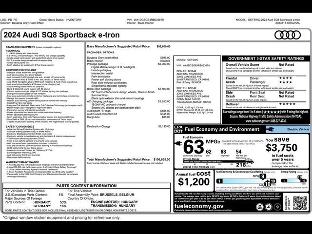 2024 Audi SQ8 e-tron Sportback Prestige