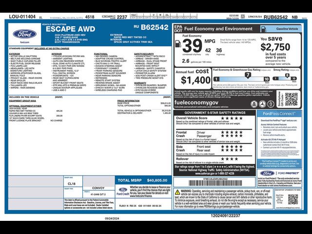 2024 Ford Escape Platinum