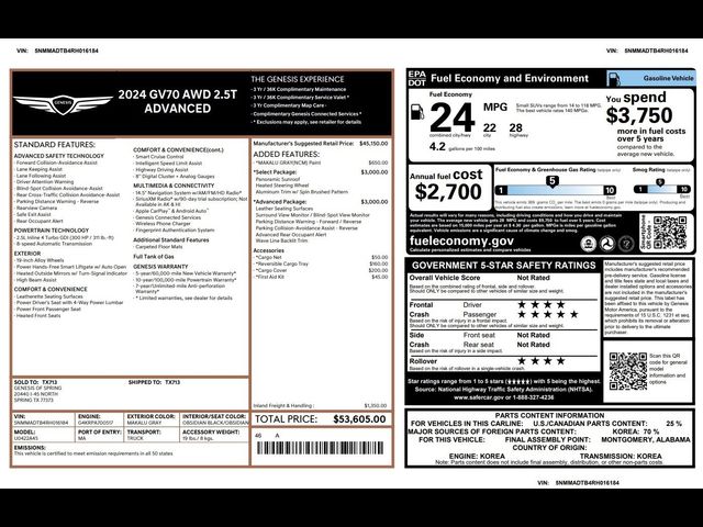 2024 Genesis GV70 2.5T