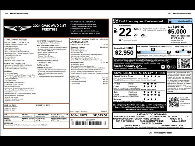 2024 Genesis GV80 Base