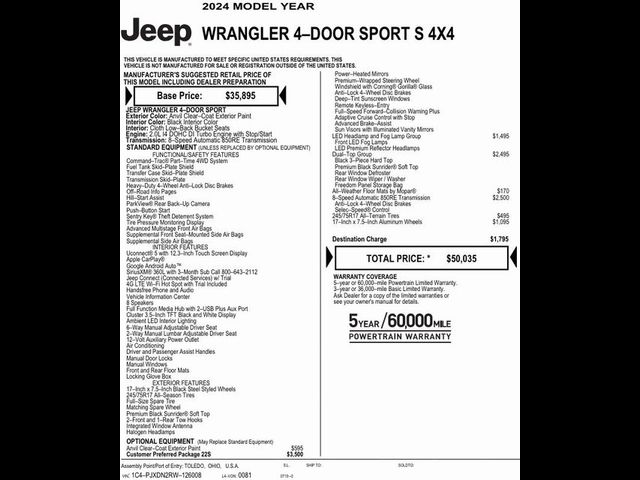 2024 Jeep Wrangler Sport S