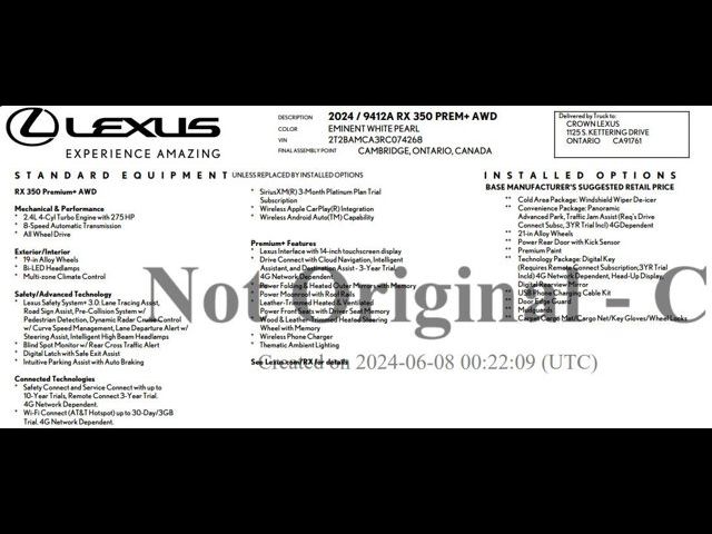 2024 Lexus RX RX 350 Premium Plus