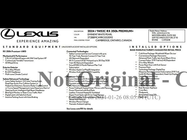 2024 Lexus RX RX 350h Premium Plus